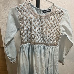 Indian Pakistani kid girl Shalwar Kameez size 11-12. Light blue with gold work